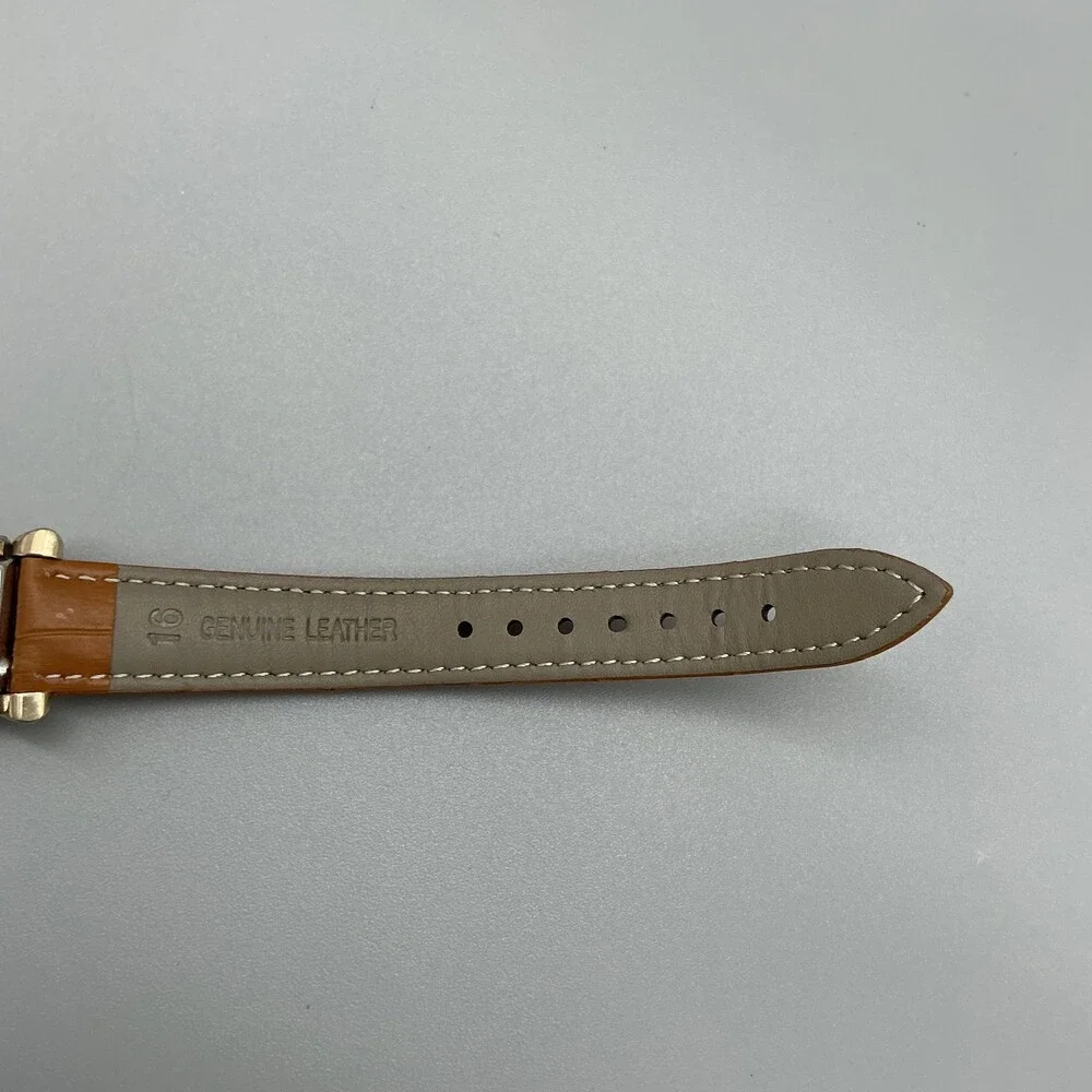 Vintage Westbury Mens Watch 22mm Silver Dial 10K RGP Brown Leather Manual Wind
